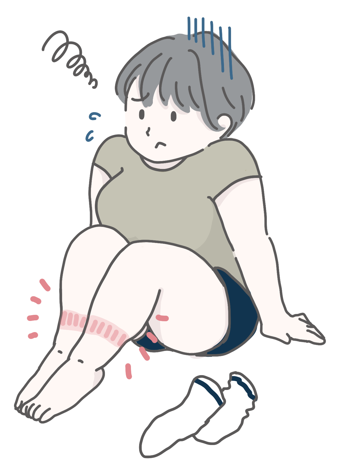 足がむくんでいる人のイラスト